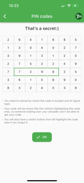 7ID: Pidä PIN-koodisi turvallisesti yhdessä sovelluksessa