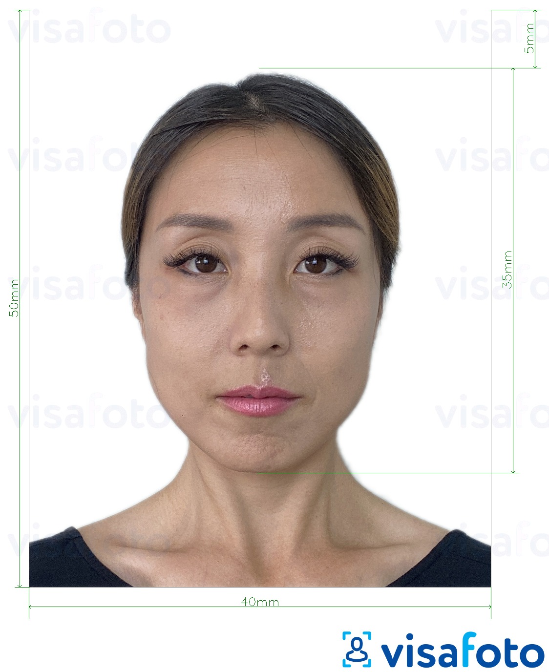 так көлөмү көрсөтүү менен Гонг-Конг паспорт 40x50 мм (4x5 см) сүрөтү үлгүсү