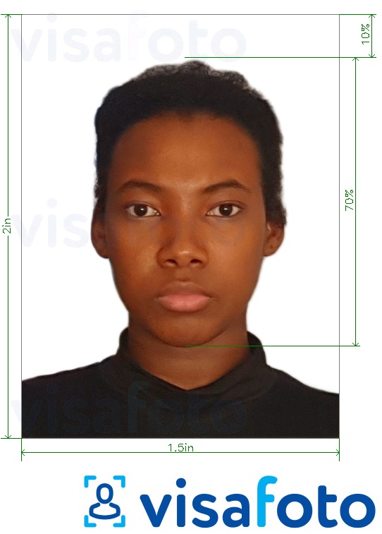 так көлөмү көрсөтүү менен Замбия паспорт 1.5x2 дюйм (51x38 мм) сүрөтү үлгүсү